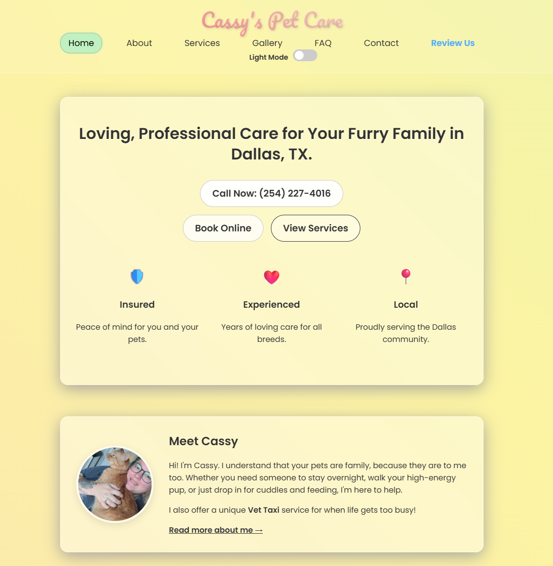 Screenshot of the deployed Cassy's Pet Care custom CRM and logistics platform showing the dashboard interface